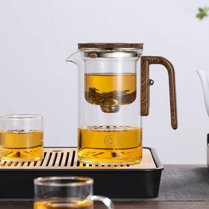 ZenBrew Teekanne” – Glasdesign mit Holzgriff & Filtertrennung